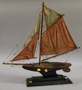 Small Brassmounted Wooden Pond Sailboat