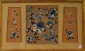 Framed Silk Needlework Pillow Cover and Chinese Needlework Fragments