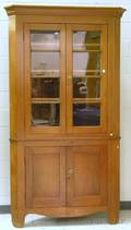 Country Glazed Cherry Fourdoor Corner Cupboard