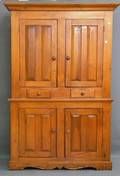 Country Pine Stepback Cupboard with Four Paneled Doors