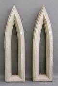Pair of Graypainted Architectural Gothic Wood Window Frames