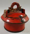 Chinese Gilt and Redpainted Carved Wood Lunch Pail