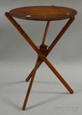 Late Victorian Circular Parquetry Doublesided Wooden Game Board on Folding Stand