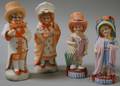 Two Pairs of Continental Painted Bisque Children Grandma and Grandpa Dressup Figures