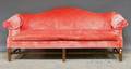 Chippendalestyle Upholstered Camelback Maple Sofa