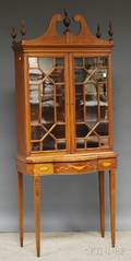 Federalstyle Glazed Inlaid Mahogany Swellfront Book Cabinet