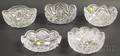 Five Colorless Cut Glass Bowls