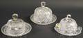 Two Colorless Cut Glass Covered Butter Dishes and a Colorless Pressed Glass Butter Dish with Cut Glass Cover