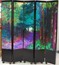 Lisa RossMiller American 20th Century Forest Scene A FivePanel Folding Screen
