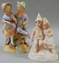 Two Continental Painted Bisque Figural Groups of Young Couples