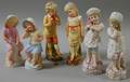 Three Pairs of Continental Painted Bisque Boy and Girl Figures