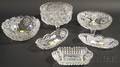 Six Colorless Cut Glass Table Items