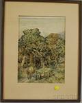 Attributed to Anton Lock British 18931971 Lot of Three Framed Watercolors of Horses
