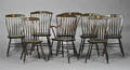 Assembled Set of Eight Paintdecorated Stepdown Windsor Dining Chairs