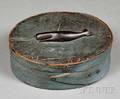 Bluepainted Oval Covered Box with Carved Ebony Whale