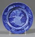 Historical Blue Transferdecorated VIEW OF TRENTON FALLS Plate