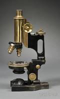 Lacquered Brass and Blackpainted Compound Microscope