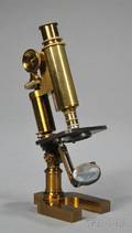 Lacquered Brass Monocular Compound Microscope