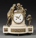 French White Marble and Figural Mantel Clock