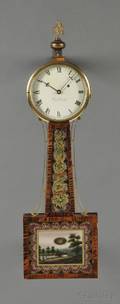 Elmer Stennes Tiger Maple Patent Timepiece or Banjo Clock