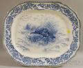 Large Royal Cauldon Gilt Blue and White Transferdecorated Ironstone Turkey Platter