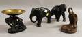 Four Painted Cast Metal Elephant Figural Items