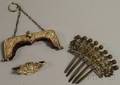 S Kirk  Son Silver Purse Frame and Kerchief Clasp and a Brass Filigreework Hair Comb