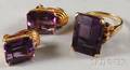 Two Gold and Amethyst Jewelry Items