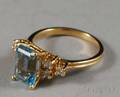 14kt Gold Aquamarine and Diamond Ring