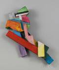 Painted Wood Sculptural Brooch Chuck Holtzman