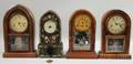 Three Ansonia Mahogany Mantel Clocks and an Ironfront Clock