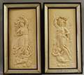 Pair of Framed Classical Plaster Bas Relief Plaques Dawn and Dusk