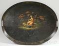 Oval Black Painted Tin Tray