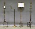 Four Wrought Iron Brass and Metal Floor Lamps