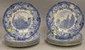 Set of Twelve Wedgwood Blue and White Transfer Harvard University Dinner Plates