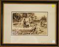 Joseph Lauber GermanAmerican 18551948 Etching Methods of Gold Mining California