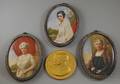 Three Painted Portrait Pendants and One Religious Medallion