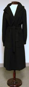 Ladys Salvatore Ferragamo Hooded Black Wool Overcoat