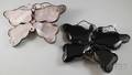 Two Large Armani Stone Metal and Leather Butterfly Brooches