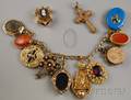 Antique Charm Bracelet with Gold and Goldfilled Charms