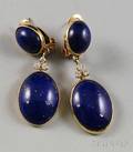 14kt Gold Lapis and Diamond Earpendants