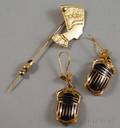 Two Egyptian Revival Gold Jewelry Items
