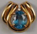 14kt Gold Blue Topaz and Diamond Slide