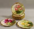 Set of Twelve Royal Doulton Handpainted Rosedecorated Porcelain Plates