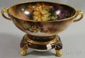 Noritake Gilt and Handpainted Grapesdecorated Porcelain Punch Bowl on Stand