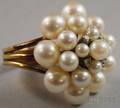 14kt Gold Cultured Pearl and Diamond Cocktail Ring