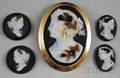 Five Banded Agate Carved Cameo Jewelry Items