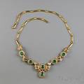 18kt Gold Emerald and Diamond Necklace