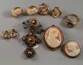 Small Group of Gold and Cameo Jewelry