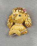 18kt Gold Gemset Poodle Brooch